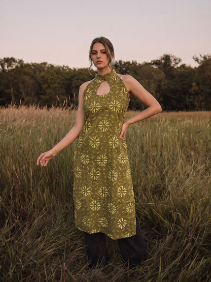 Aira Long Slit dress Daffodil
