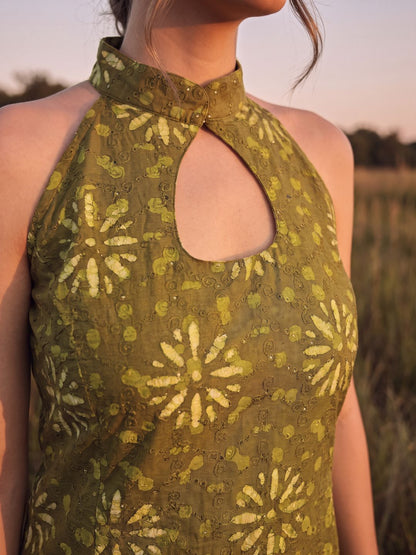 Aira Long Slit dress Daffodil