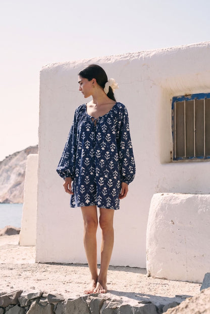 Zahra Mini Dress – Indigo