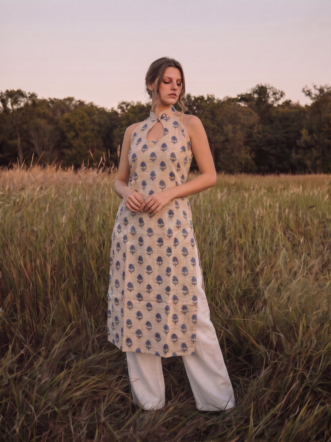 Maya Daffodil Long Slit Dress